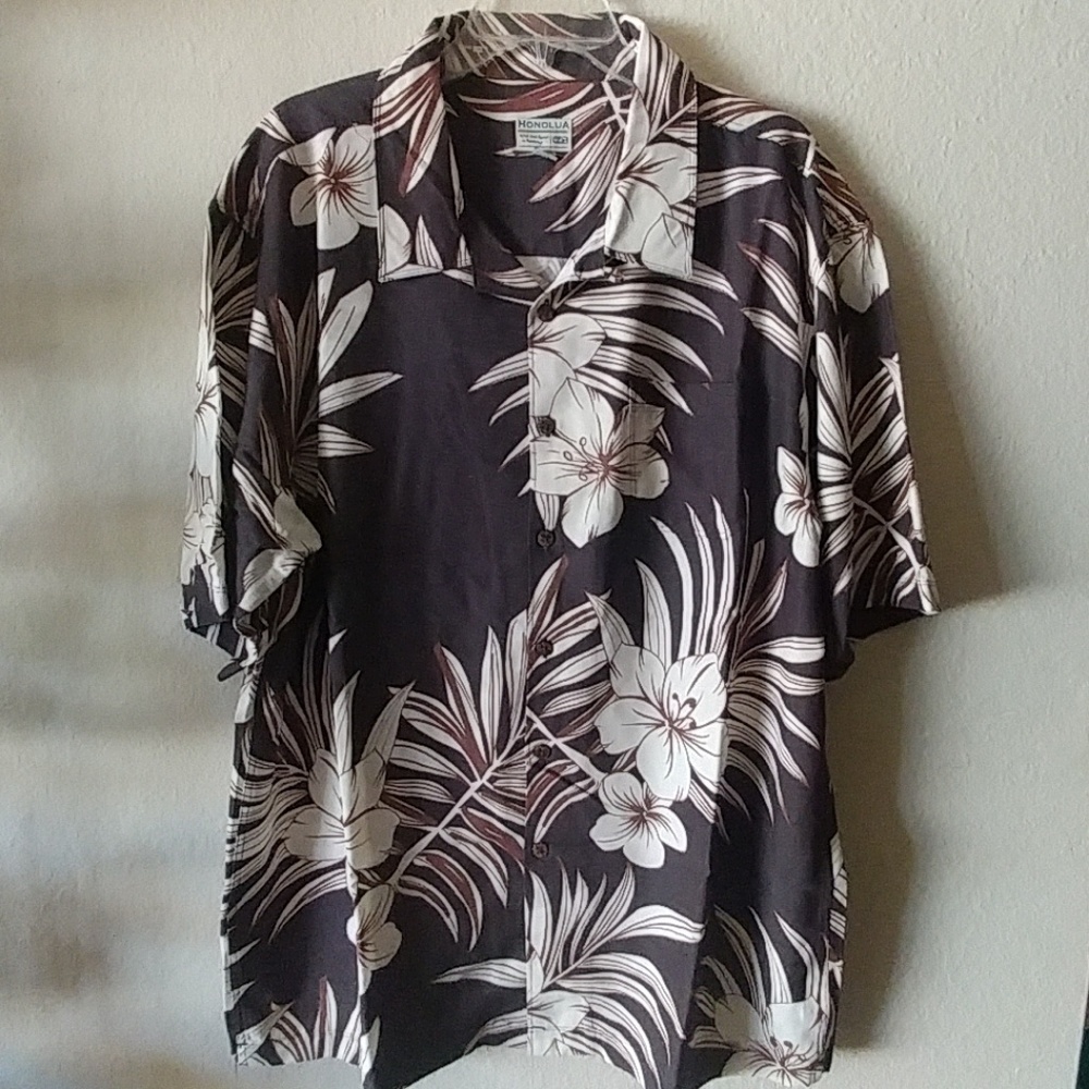 HONOLUA men's floral print HAWAIIAN shirt 2XL